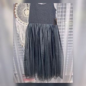 Contemporary Gray Dress w/ Tulle overlay